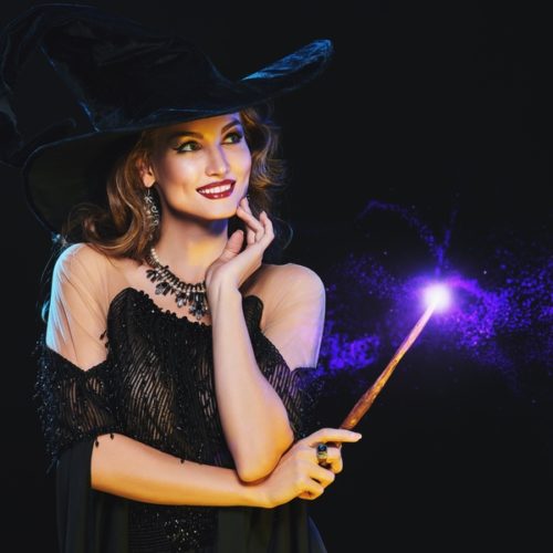 Witch with purple wand