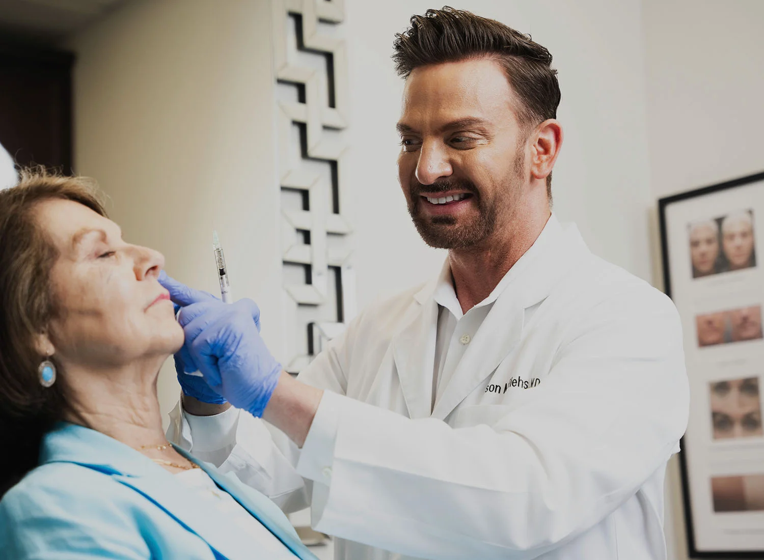 Dr. Rieh's applying fillers to a patient